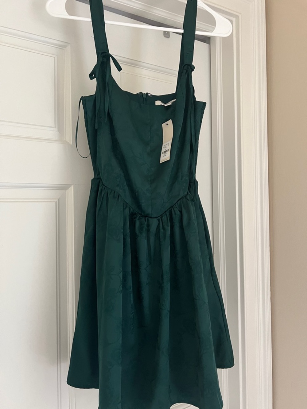 Francesca's Collections Emerald Green Tie-Strap A-Line Dress